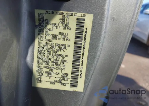 2000 Nissan Frontier Xe z USA, uszkodzony, nr VIN 1N6DD26S5YC348622